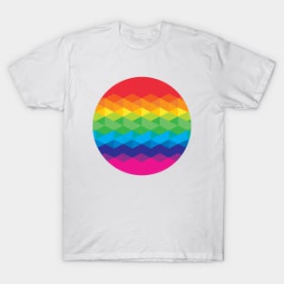 Rainbow Geometric Diamond Shapes Abstract Pattern Design T-Shirt